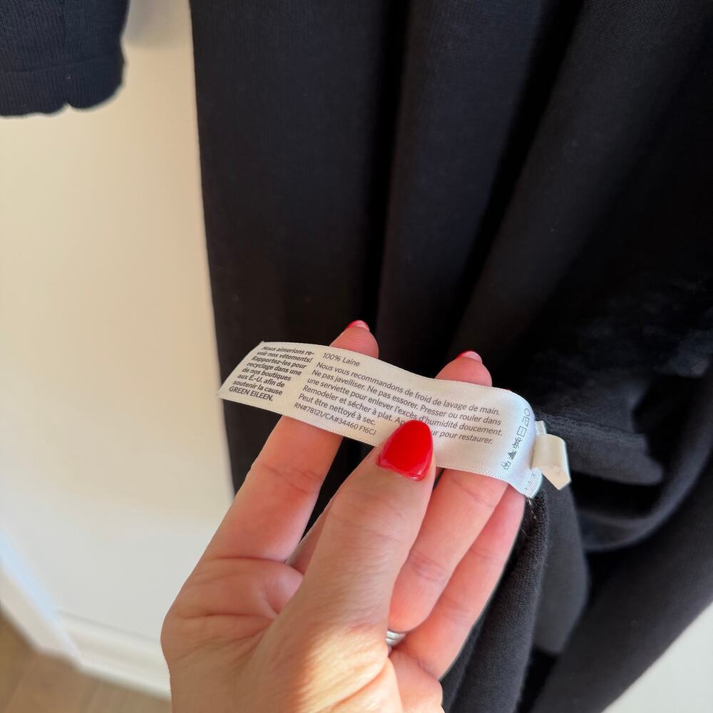 Eileen Fisher 100% Wol Open Duster Cardigan Black M - Picture 5 of 8